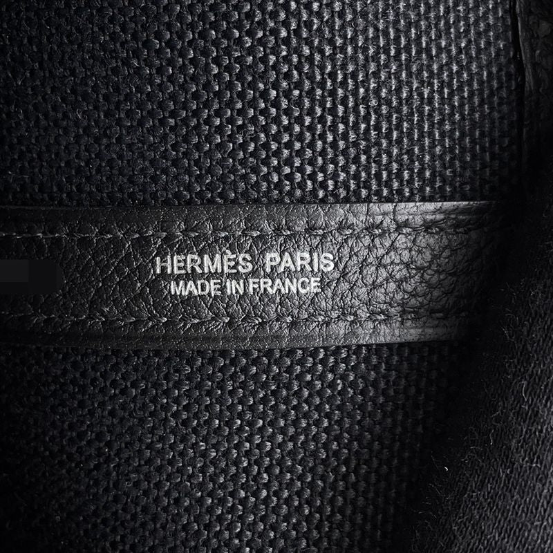 Hermes Tote Neo Garden 41 Voyage Black Silver Toile Military Negonda