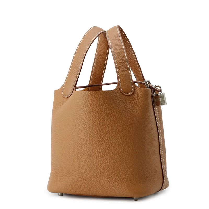 Hermes Handbag Picotin Lock PM Gold Silver Taurillon Clemence