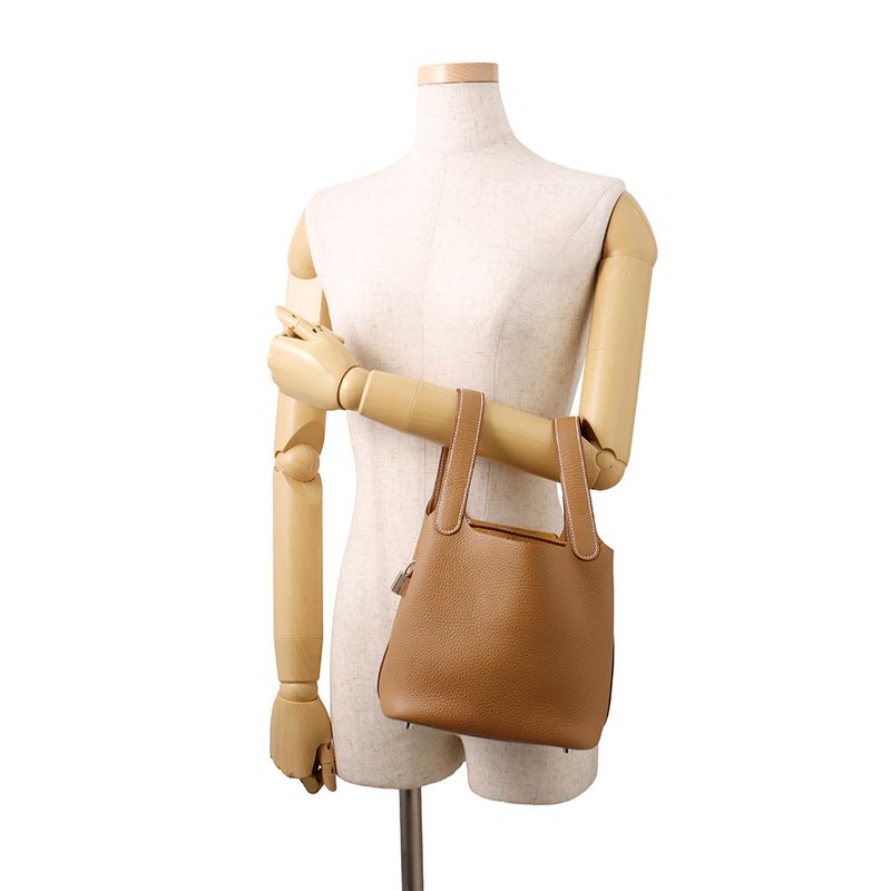 Hermes Handbag Picotin Lock PM Gold Silver Taurillon Clemence