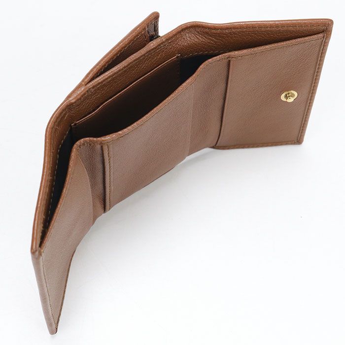 Gucci Compact Wallet Bamboo Diana Trifold with Coin Purse Leather