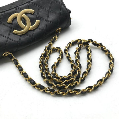 Chanel Big CC Logo Bicolor Lambskin Chain Shoulder Bag Black Purse