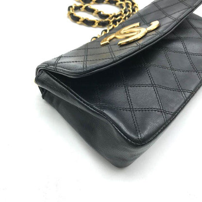 Chanel Big CC Logo Bicolor Lambskin Chain Shoulder Bag Black Purse