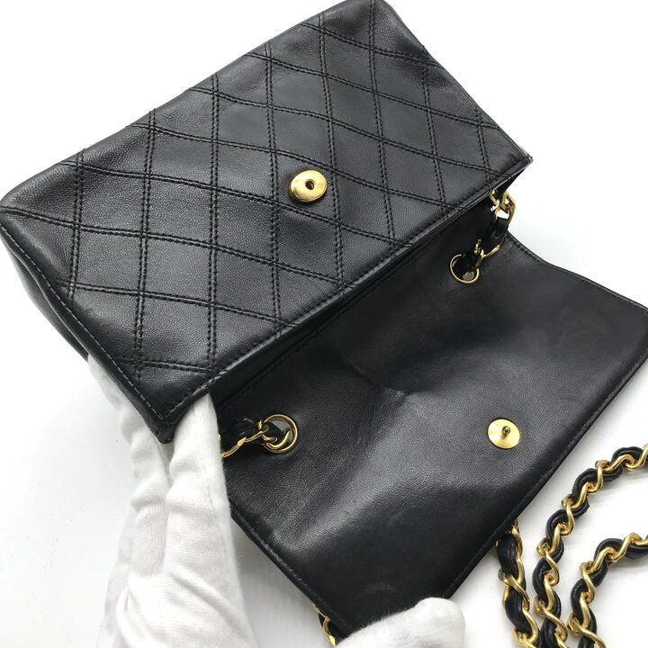Chanel Big CC Logo Bicolor Lambskin Chain Shoulder Bag Black Purse