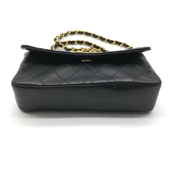 Chanel Big CC Logo Bicolor Lambskin Chain Shoulder Bag Black Purse