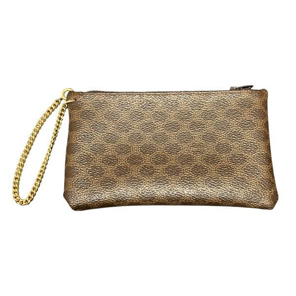 Celine Macadam Drawstring Brown Leather Shoulder Bag