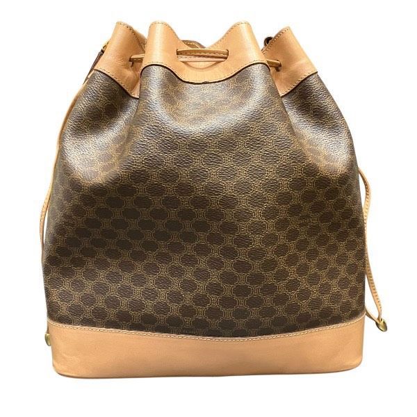Celine Macadam Drawstring Brown Leather Shoulder Bag