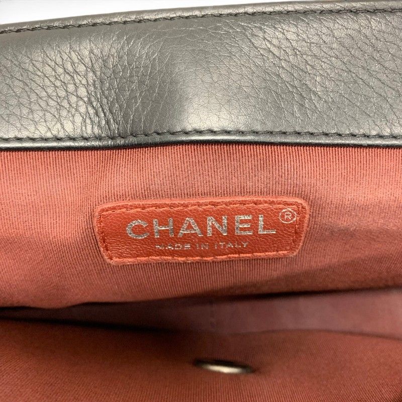 Chanel Shoulder Bag Black Red Silver Axic CC Logo Quilted Turnlock Single Flap
