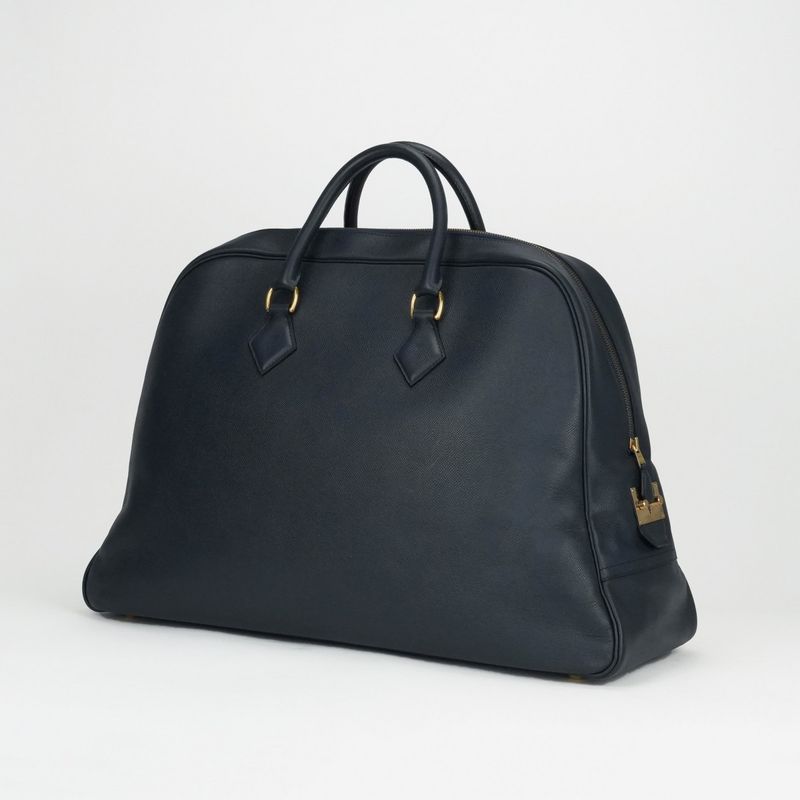 Hermes Sampron Tote Shoulder Bag Courchevel Navy Blue Gold