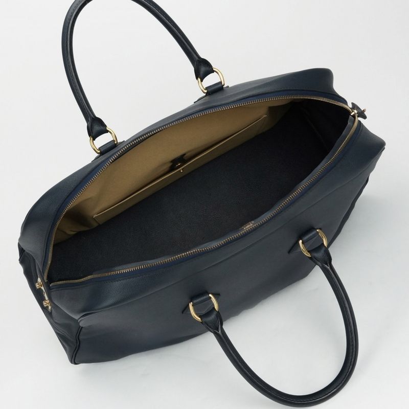 Hermes Sampron Tote Shoulder Bag Courchevel Navy Blue Gold