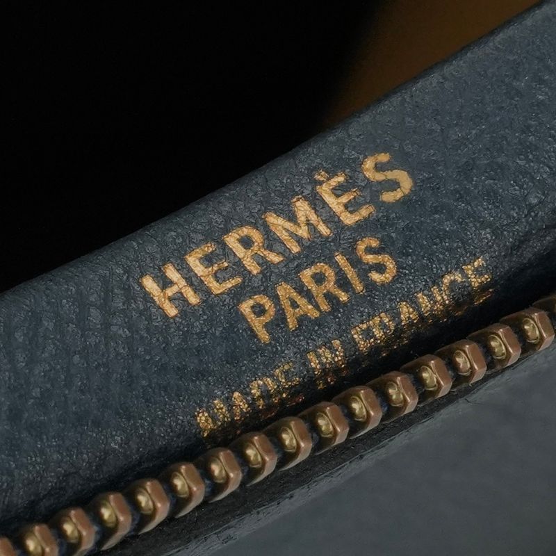 Hermes Sampron Tote Shoulder Bag Courchevel Navy Blue Gold