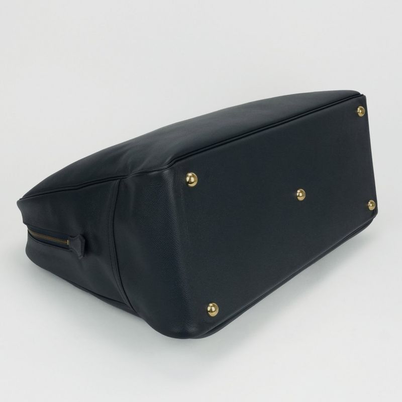 Hermes Sampron Tote Shoulder Bag Courchevel Navy Blue Gold