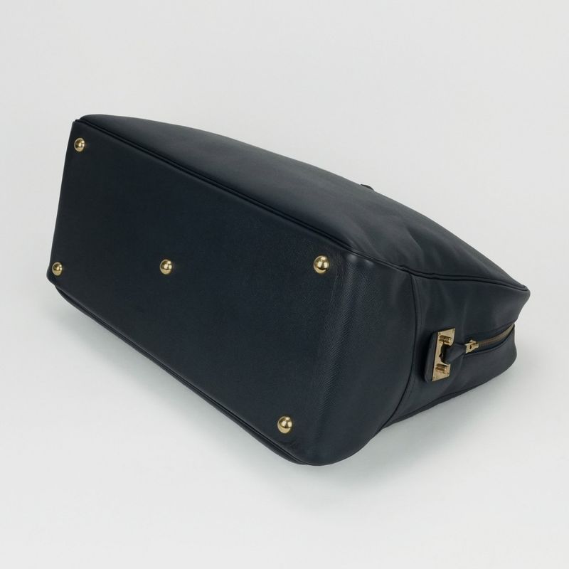 Hermes Sampron Tote Shoulder Bag Courchevel Navy Blue Gold