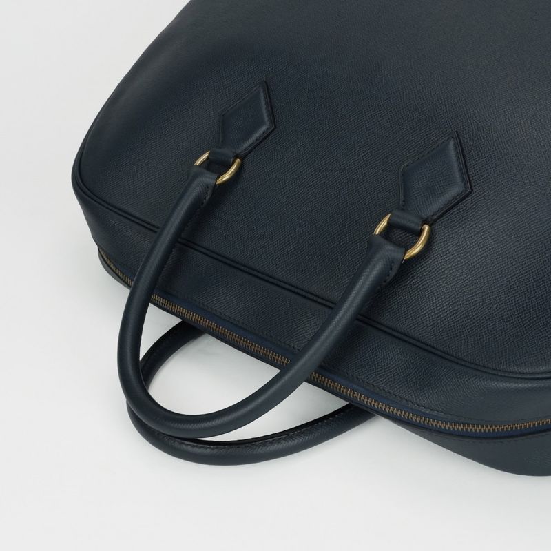 Hermes Sampron Tote Shoulder Bag Courchevel Navy Blue Gold