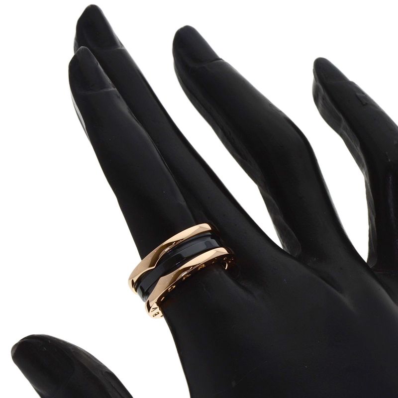 Bvlgari B-zero One Band Black Ceramic 51 Ring 18k Pink Gold