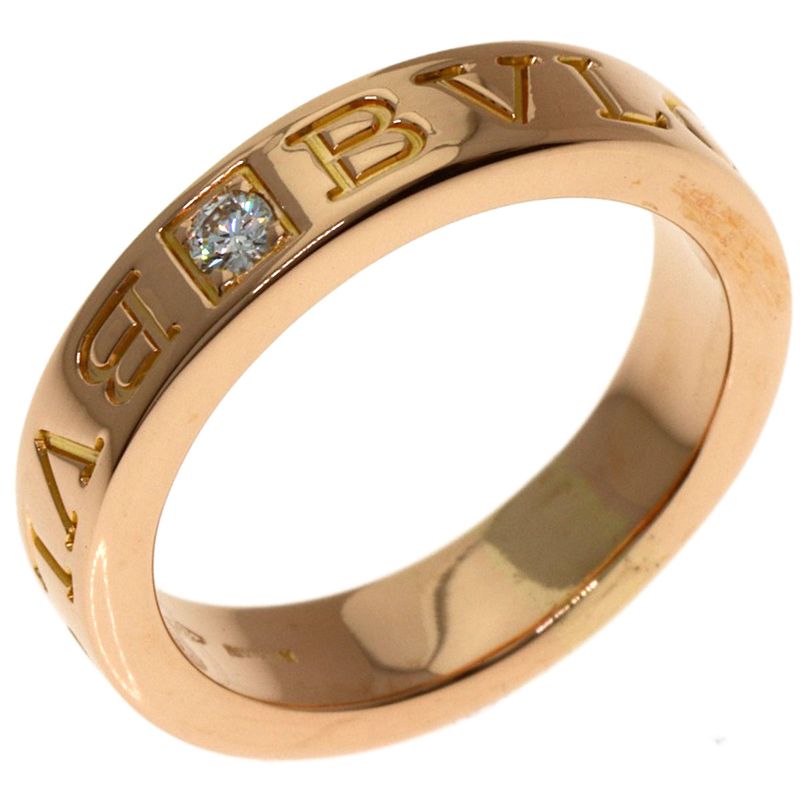 Bvlgari Double Logo Diamond Ring 18k Pink Gold