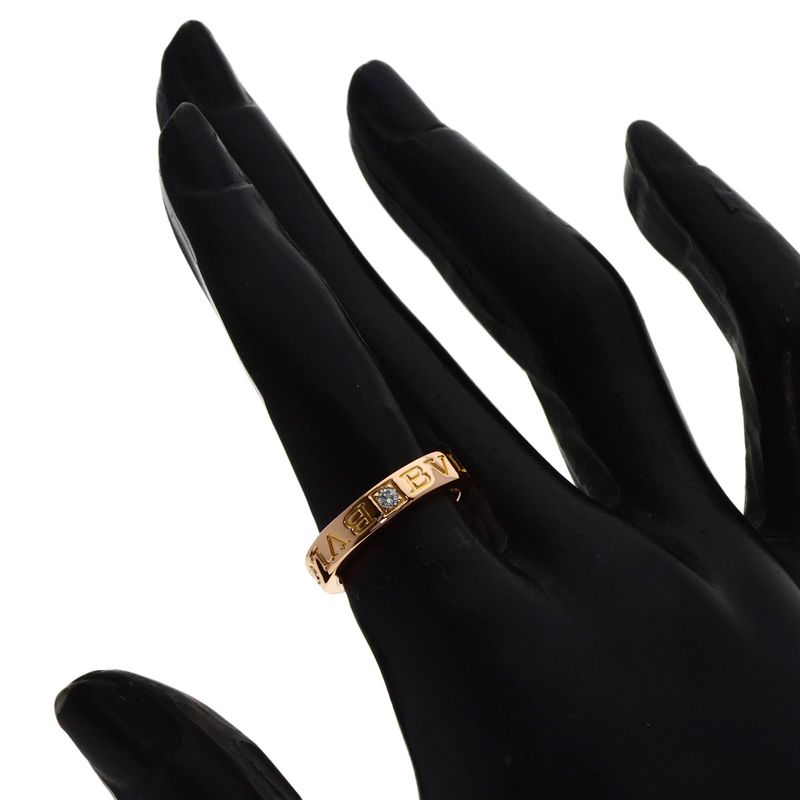 Bvlgari Double Logo Diamond Ring 18k Pink Gold