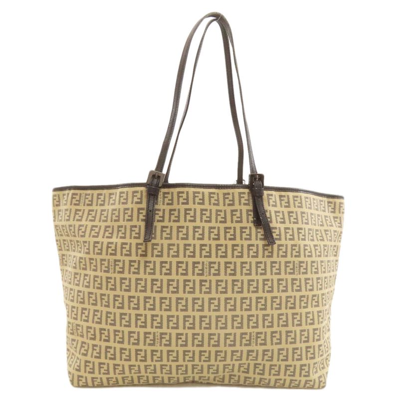Fendi Zucca Pattern Tote Canvas Leather