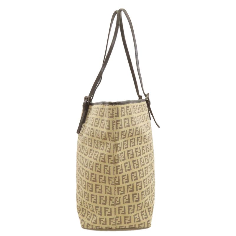 Fendi Zucca Pattern Tote Canvas Leather