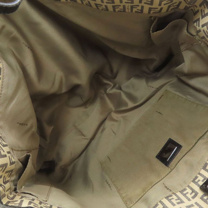 Fendi Zucca Pattern Tote Canvas Leather