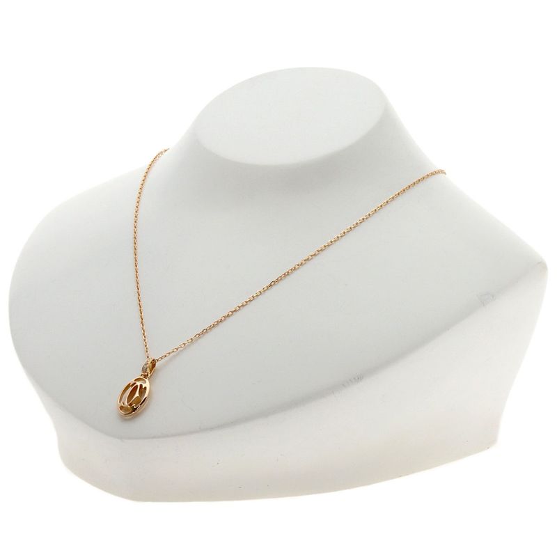 Cartier Logo Double C Diamond Necklace 18k Pink Gold