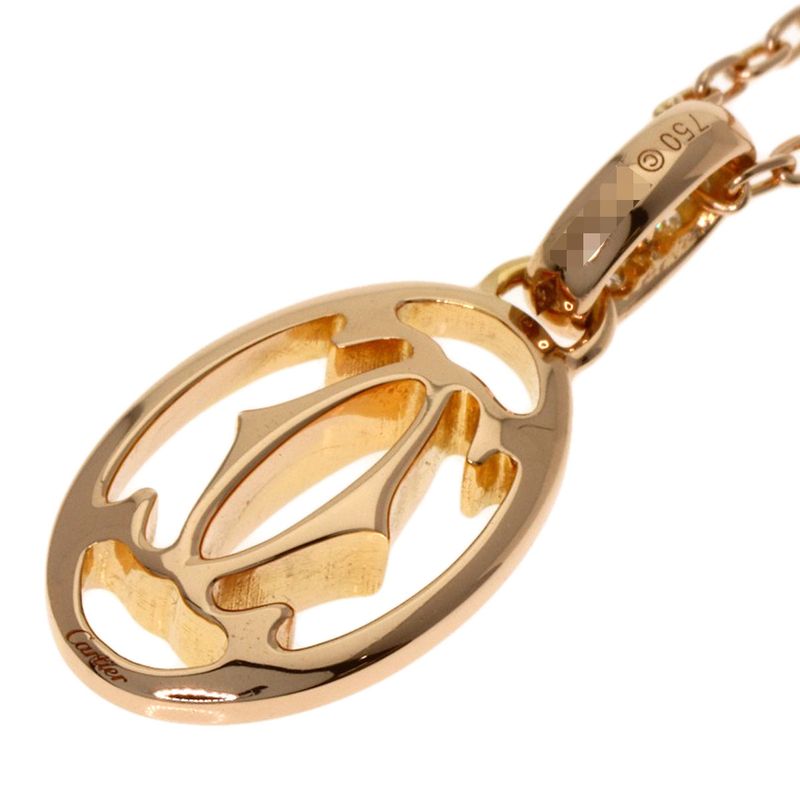 Cartier Logo Double C Diamond Necklace 18k Pink Gold