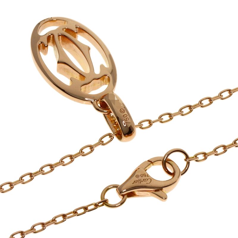 Cartier Logo Double C Diamond Necklace 18k Pink Gold
