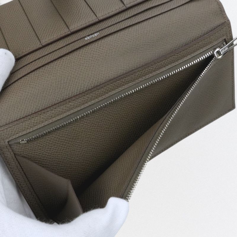 Hermes Bearn Souffle Wallet Etain Gray Silver Veau Epsom