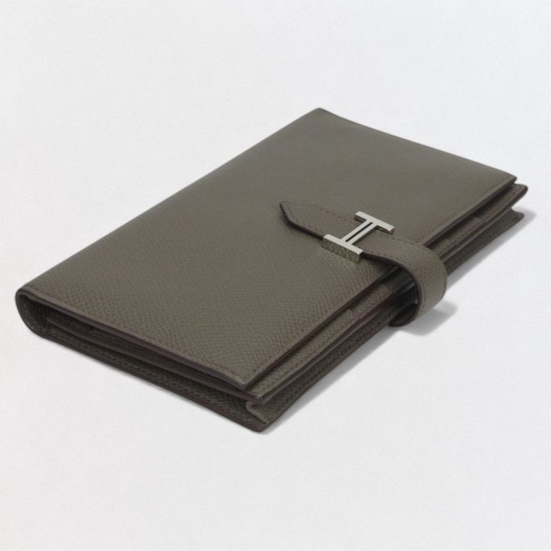 Hermes Bearn Souffle Wallet Etain Gray Silver Veau Epsom