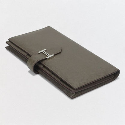 Hermes Bearn Souffle Wallet Etain Gray Silver Veau Epsom