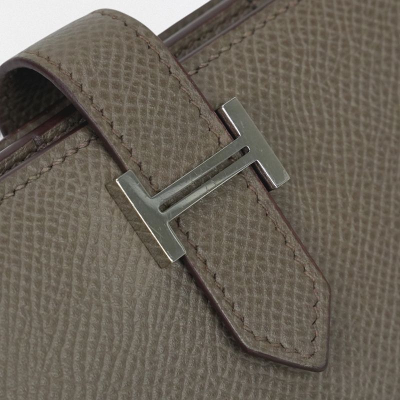Hermes Bearn Souffle Wallet Etain Gray Silver Veau Epsom