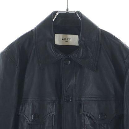 Celine Aviator Soft Drum Lambskin Leather Jacket Black