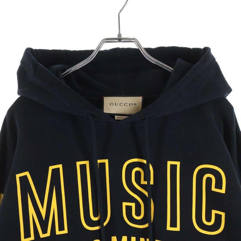 Gucci Music IS Mine Anniversary Print Pullover Hoodie Black Sweater