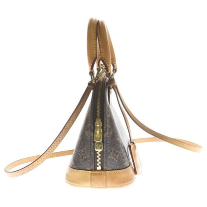 Louis Vuitton Monogram Alma BB 2-Way Shoulder Bag Brown Leather Gold
