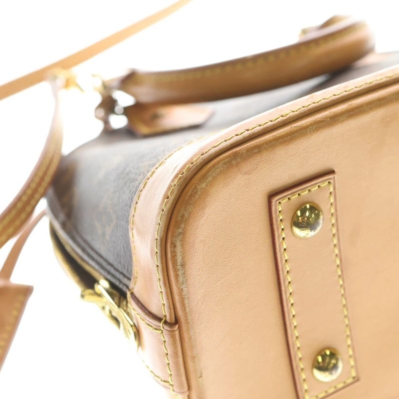 Louis Vuitton Monogram Alma BB 2-Way Shoulder Bag Brown Leather Gold