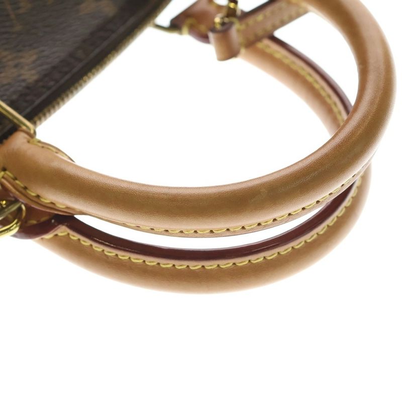 Louis Vuitton Monogram Alma BB 2-Way Shoulder Bag Brown Leather Gold