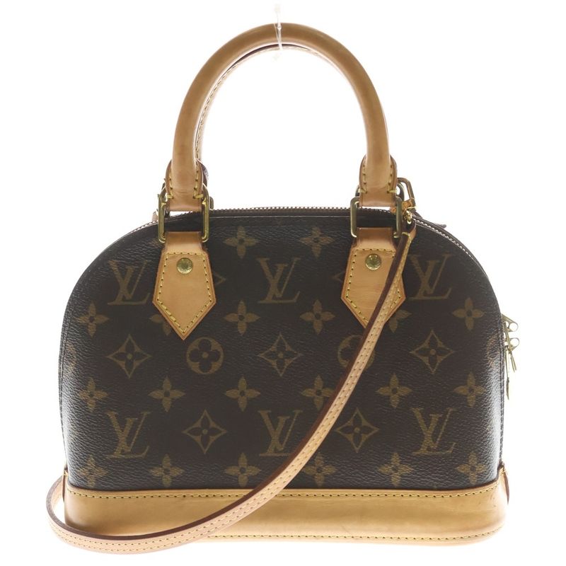Louis Vuitton Monogram Alma BB 2-Way Shoulder Bag Brown Leather Gold