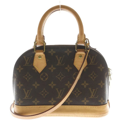 Louis Vuitton Monogram Alma BB 2-Way Shoulder Bag Brown Leather Gold