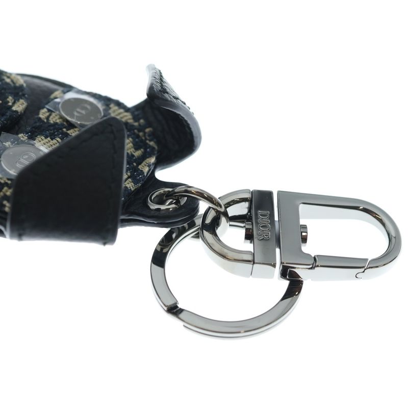 Dior Bobby Air Tag Oak Air Tag Case Key Holder Key Ring Gray Navy