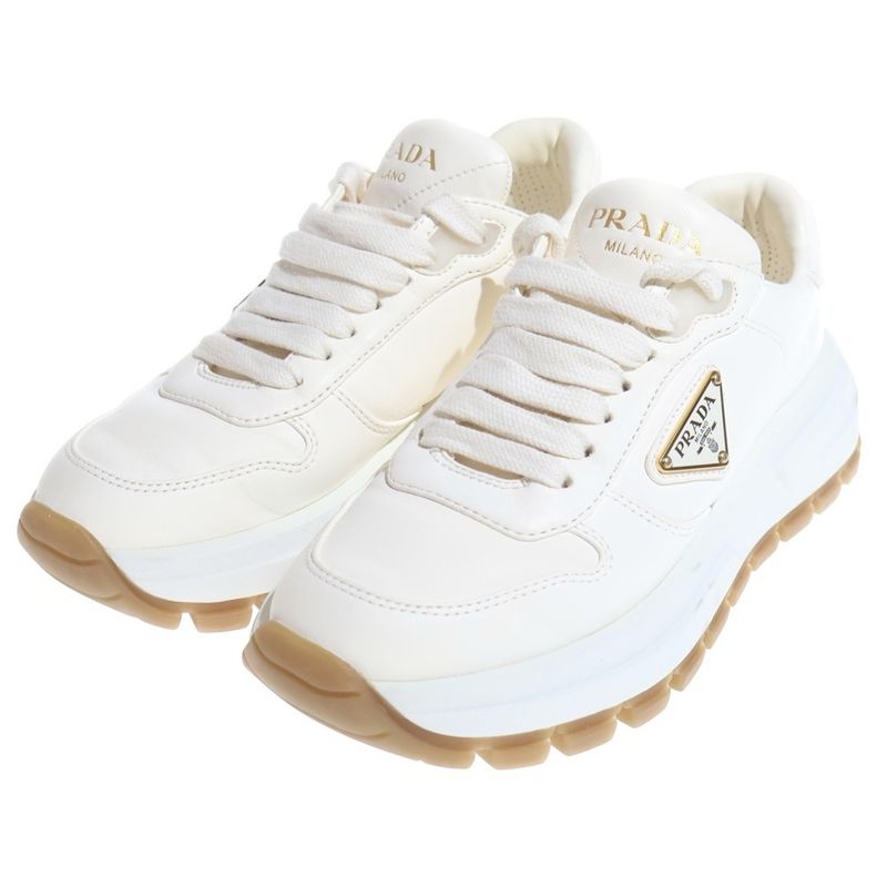 Prada Prax 01 Leather Low Cut Sneakers White