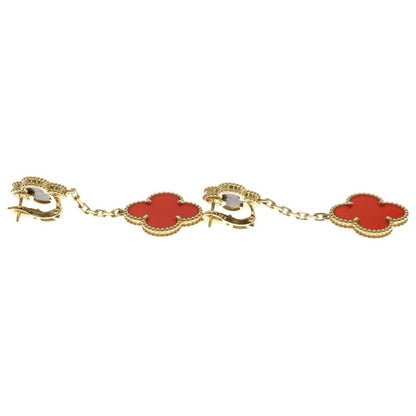 Van Cleef & Arpels Magic Alhambra 2 Motif Carnelian Taiga Eye Earrings