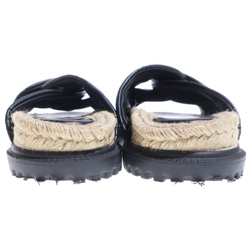 Dior Dtwist Cannage Lambskin Mule Logo Leather Sandals Black Beige