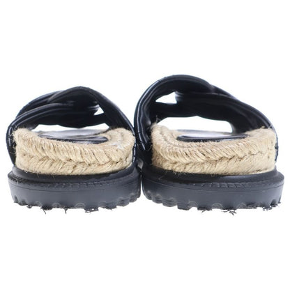 Dior Dtwist Cannage Lambskin Mule Logo Leather Sandals Black Beige