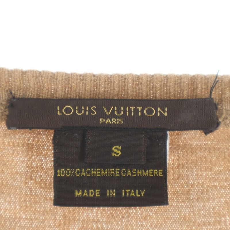 Louis Vuitton Logo Zip Up Cashmere Long Sleeve Cardigan Knit Beige