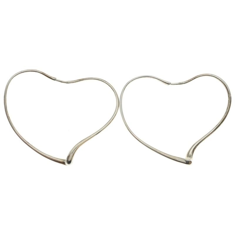 Tiffany & Co Open Heart Hoop Earrings 925 Sterling Silver