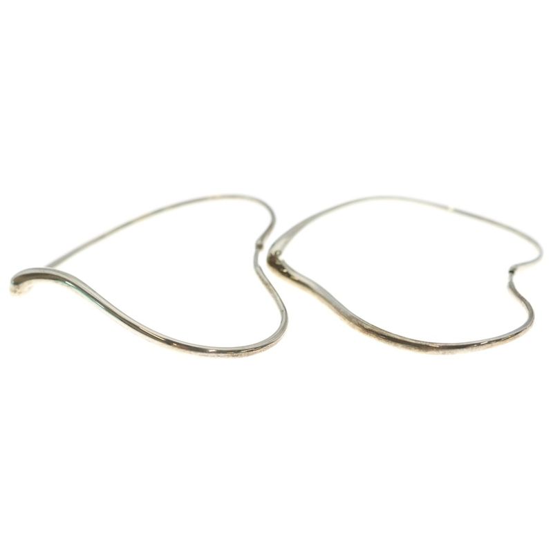 Tiffany & Co Open Heart Hoop Earrings 925 Sterling Silver
