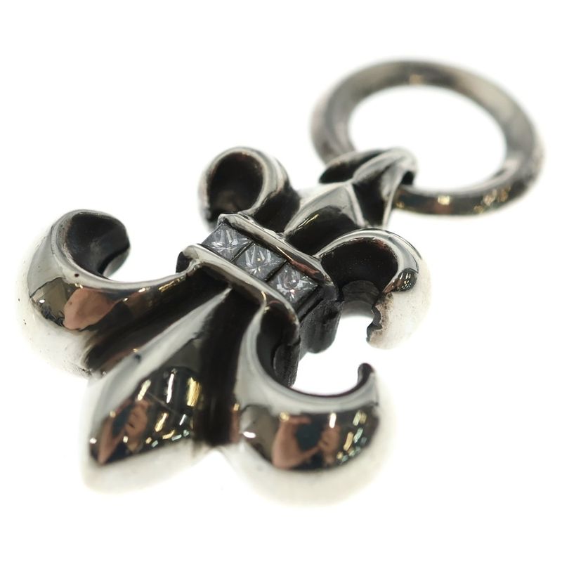 Chrome Hearts BS Fluer Charm P D BS Pave Diamond Silver Necklace Top