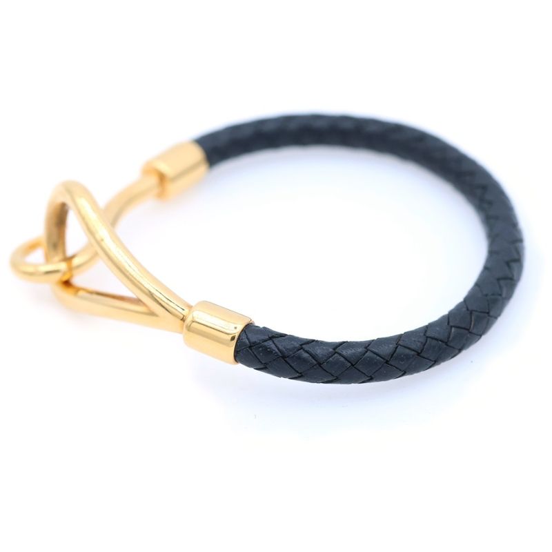 Hermes Jumbo Bracelet Leather Black Gold