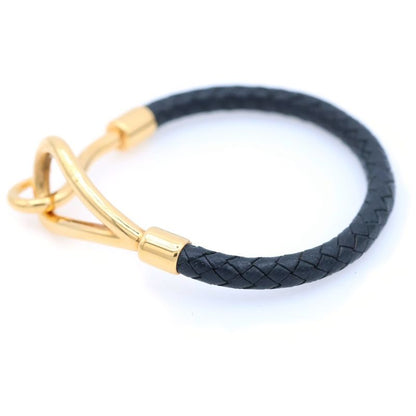 Hermes Jumbo Bracelet Leather Black Gold