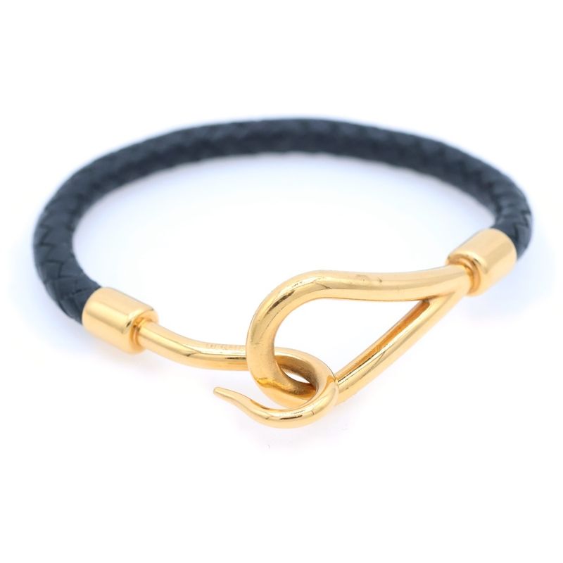 Hermes Jumbo Bracelet Leather Black Gold