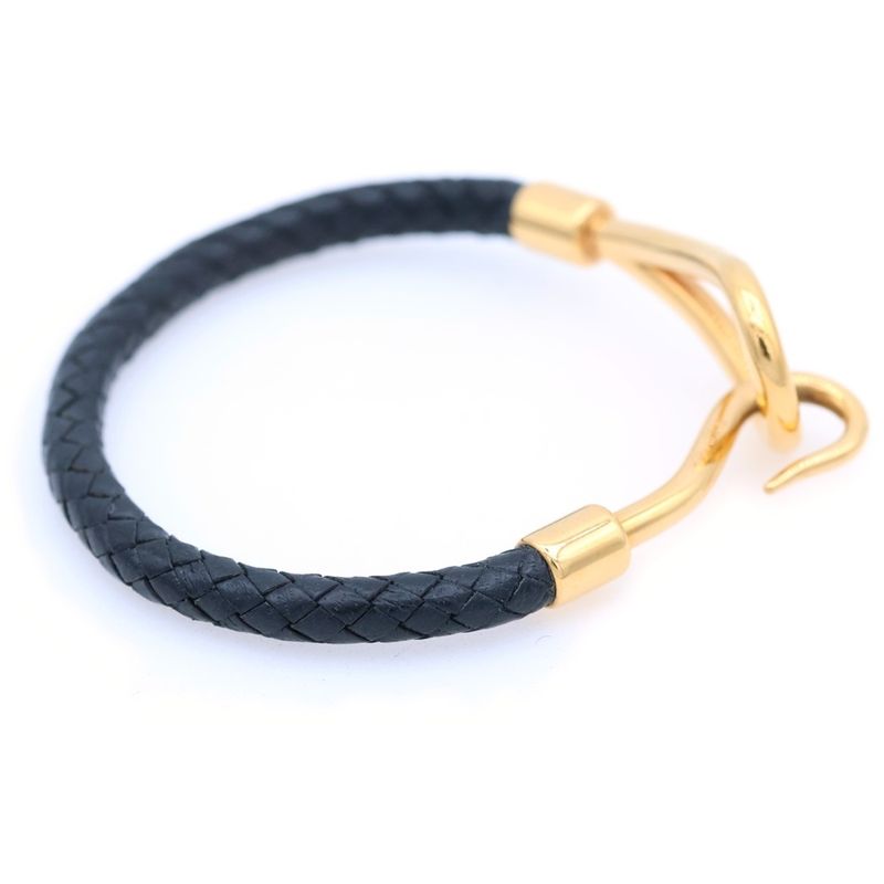 Hermes Jumbo Bracelet Leather Black Gold